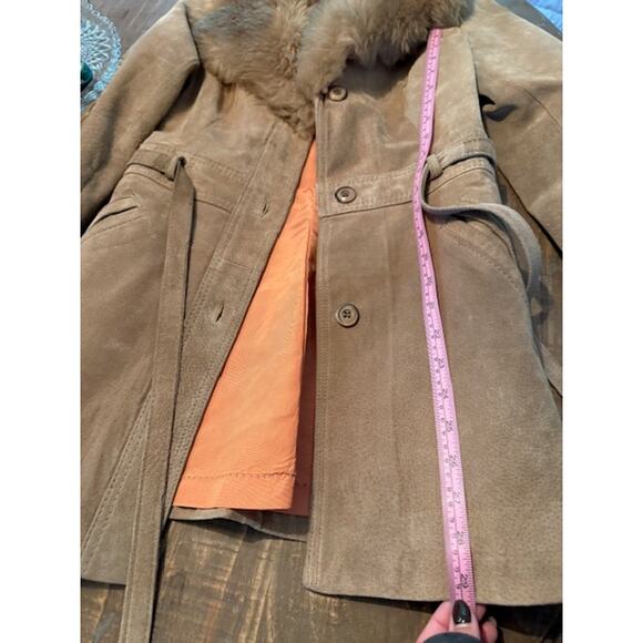 Vintage Penny Lane Tan Suede Jacket with Fur Collar Size XS-S - Picture 9 of 9